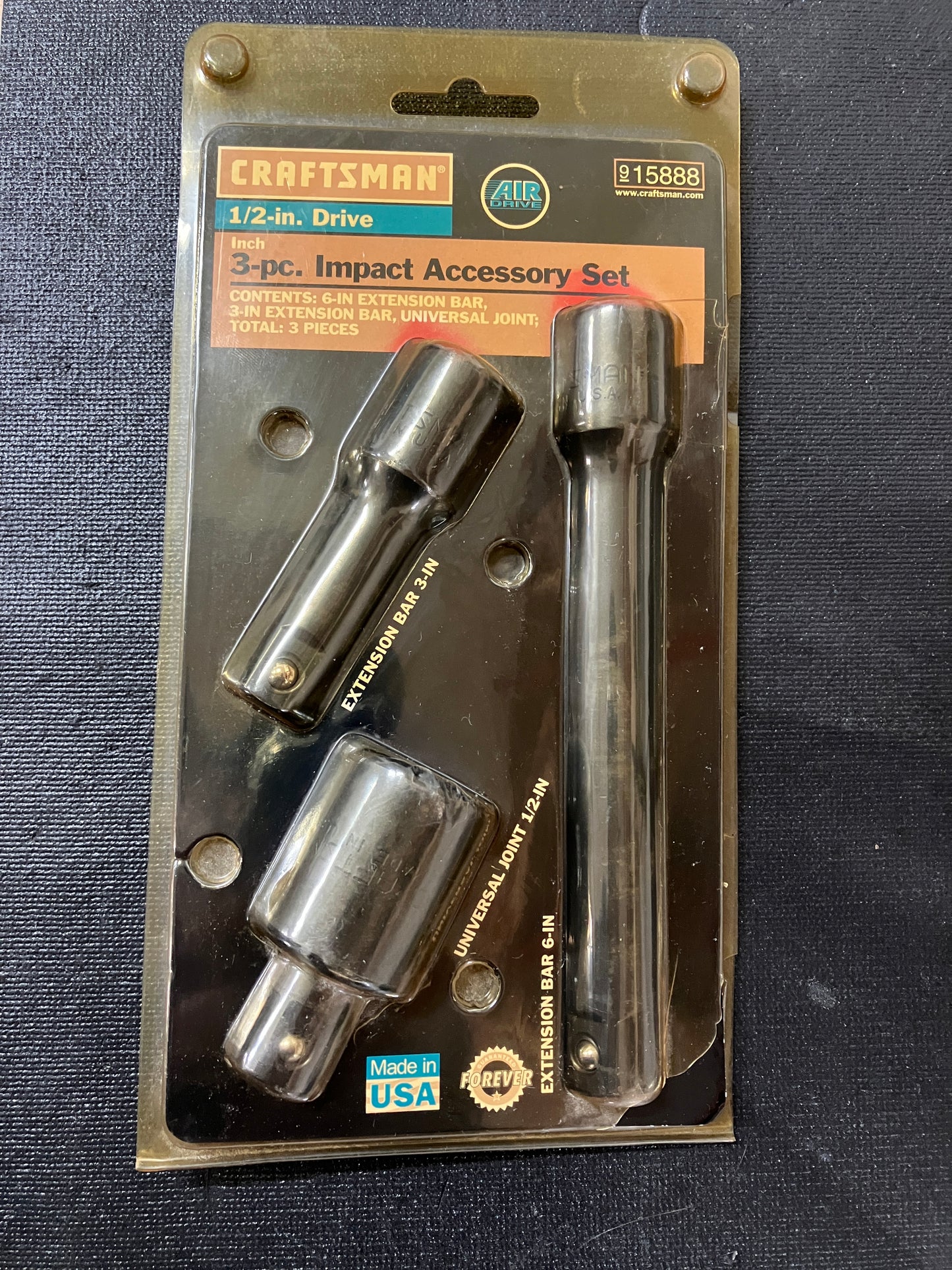 Vintage Craftsman 1/2” Drive 3pc Impact Accessory Kit 15888 USA