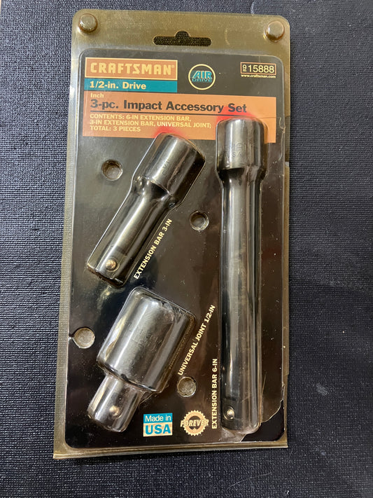 Vintage Craftsman 1/2” Drive 3pc Impact Accessory Kit 15888 USA