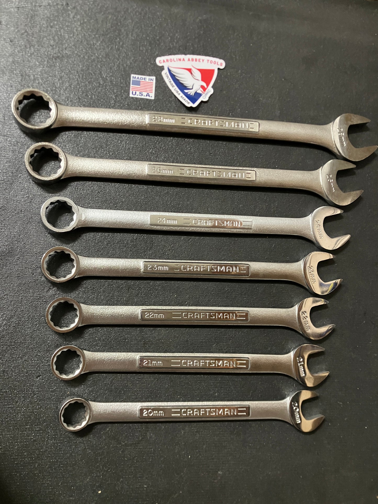 Vintage Sears Craftsman 7pc Jumbo Metric Wrench Bundle 20-24mm, 26mm, 28mm USA
