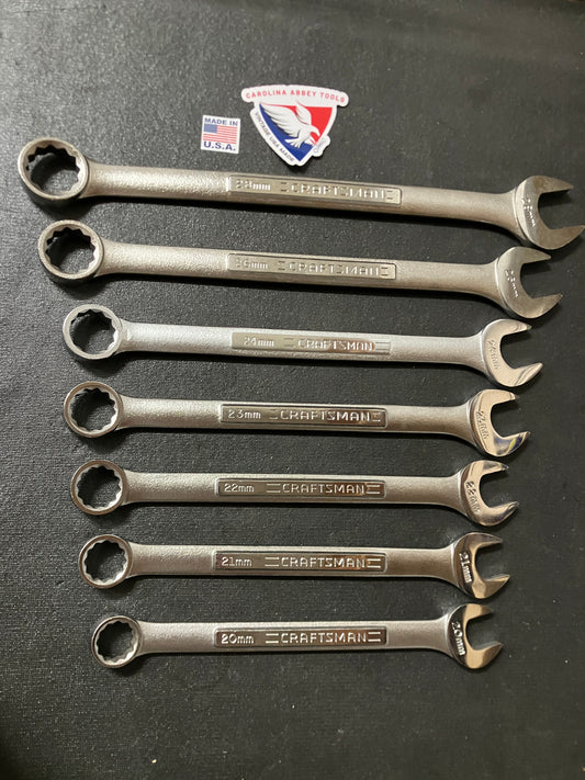 Vintage Sears Craftsman 7pc Jumbo Metric Wrench Bundle 20-24mm, 26mm, 28mm USA