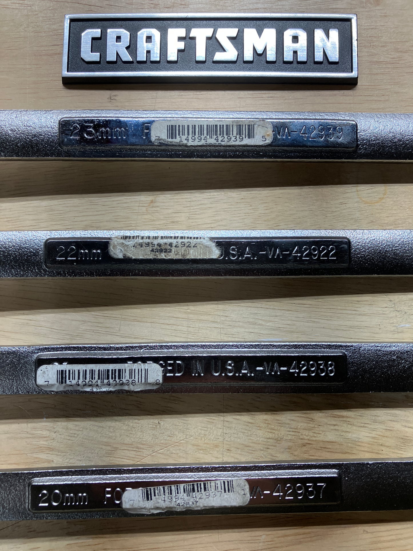 Vintage Craftsman Jumbo Metric Wrenches 4pc 20-23mm USA With Original Stickers