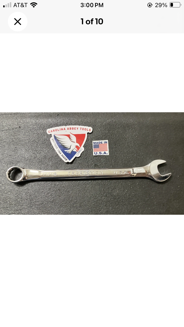 Vintage Craftsman Professional Full Polish 11/16" Wrench 42238 USA Raised Panel