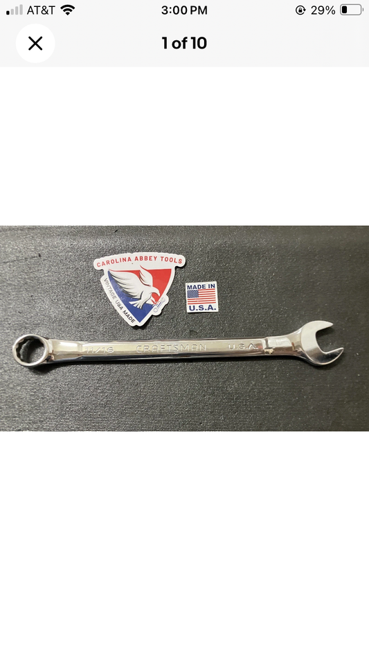 Vintage Craftsman Professional Full Polish 11/16" Wrench 42238 USA Raised Panel