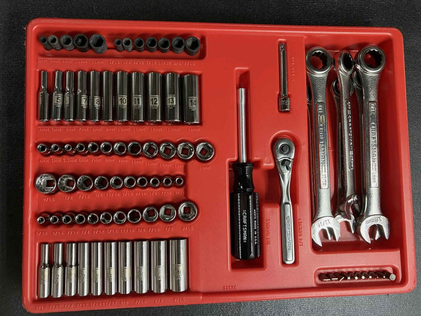 Vintage Craftsman 209pc Laser Etch 4 Drawer Mechanics Tool Set 34209 USA