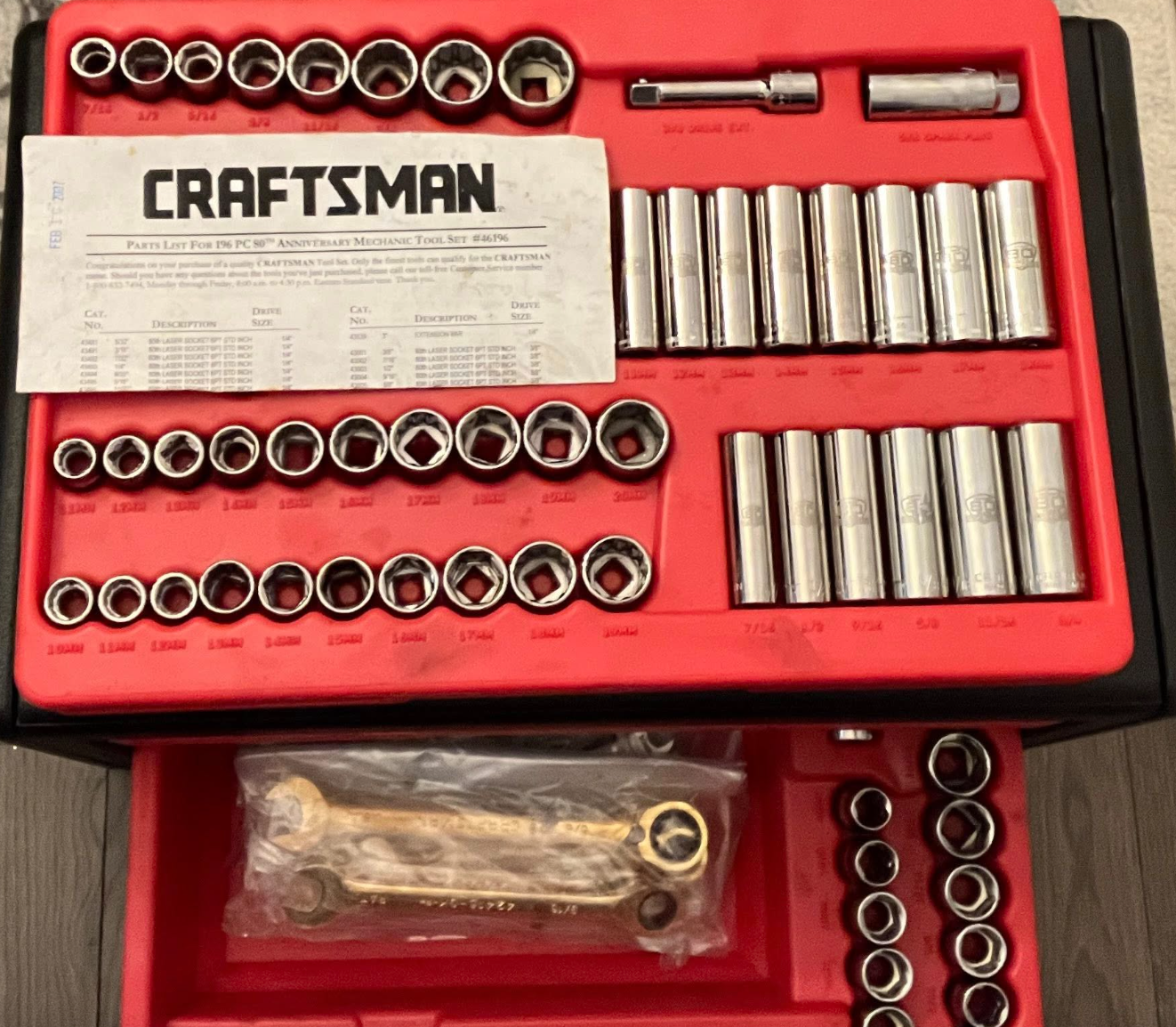 NOS Craftsman 196pc 80th Anniversary Mechanics Tool Set 46196