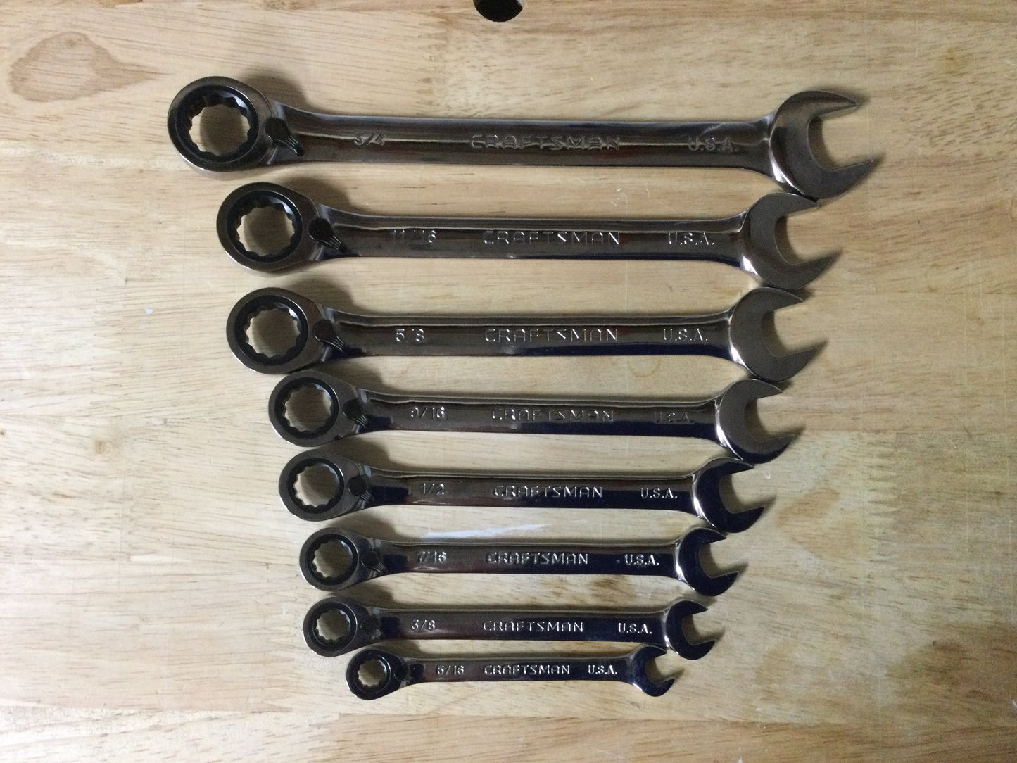 Vintage Craftsman 8pc SAE Reversible Ratcheting Wrench Set USA 5/16" to 3/4"