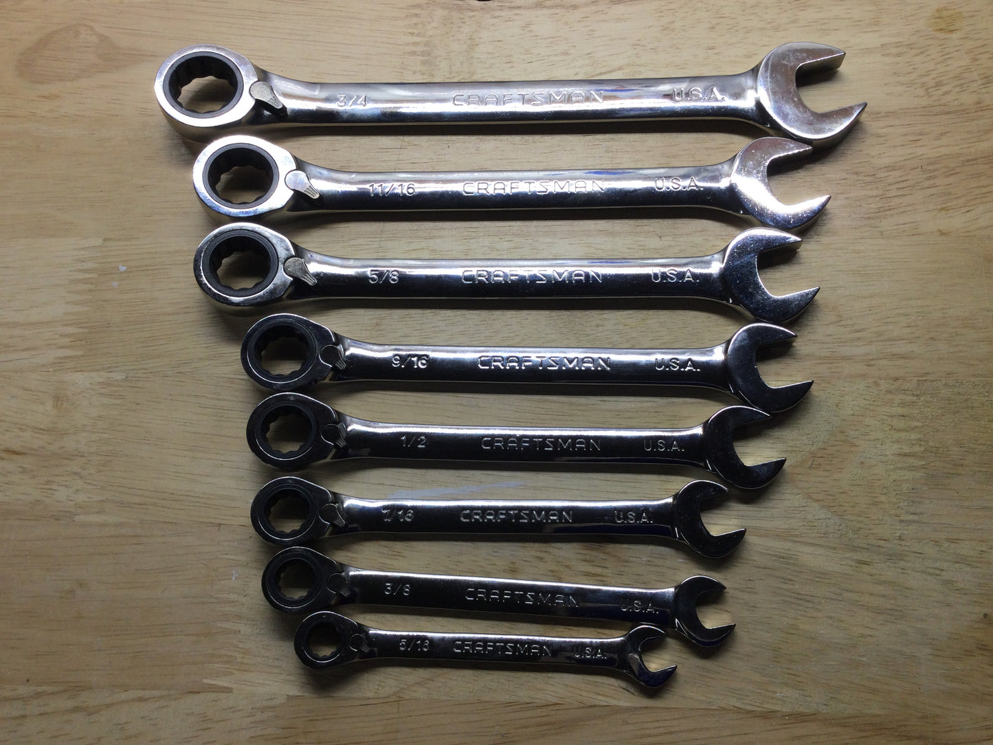 Vintage Craftsman 8pc SAE Reversible Ratcheting Wrench Set USA 5/16" to 3/4"